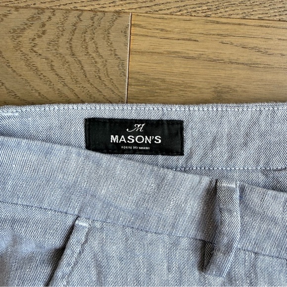 Mason’s Torino Style Linen Blend Casual Dress Trousers Light Blue EU 52 Italy - Picture 4 of 12